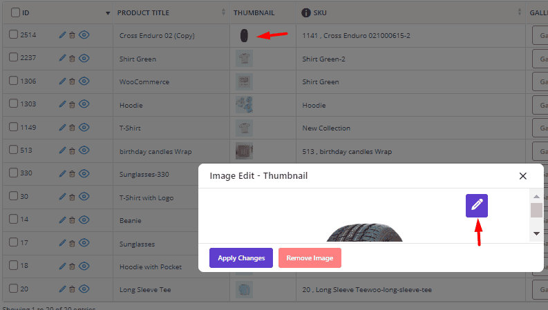 Edit bulk product variation images