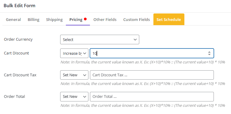 Bulk increase cart discount by percentage