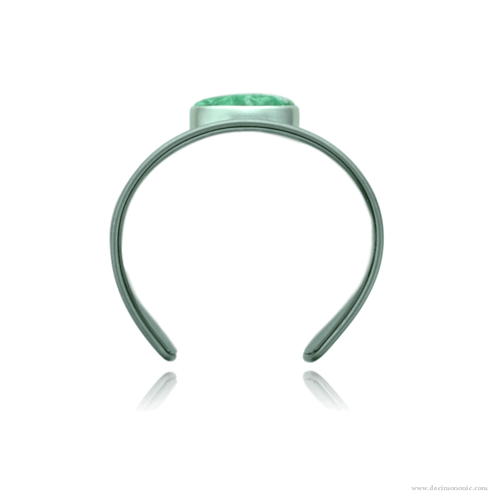 Titanium bracelet with galuchat and variscite cabochon set in sterling silver bezel - Variscia Collection by Decimononic