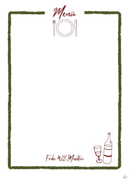Menükarte A4 in Rot-Grün zum Ausdrucken fürs Weihnachtsessen