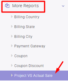 Select project vs actual sale tab