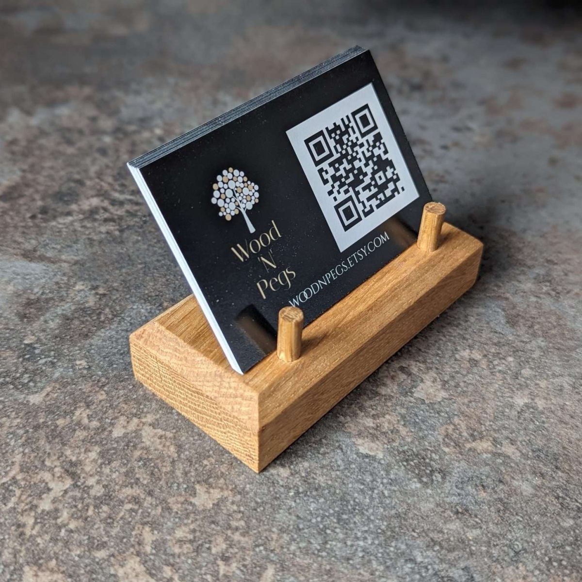 Oak business card stand