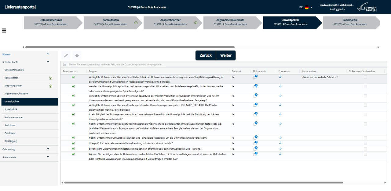 Lieferantenportal mit Workflow