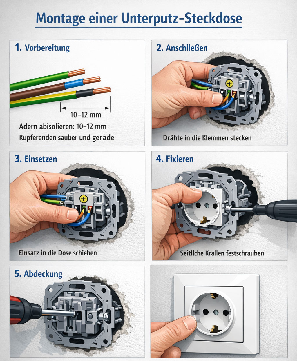 Montage einer Unterputz-Steckdose