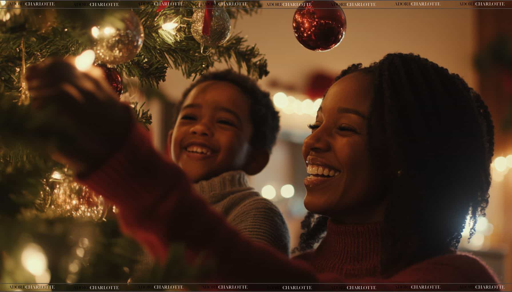 Christmas Movies to Watch mum and son decorating.
