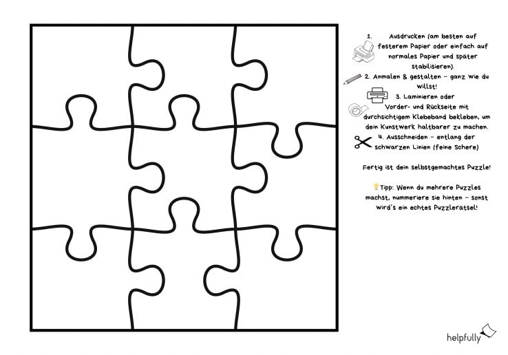 Puzzle Vorlage zum Basteln ausdrucken und Selbermachen