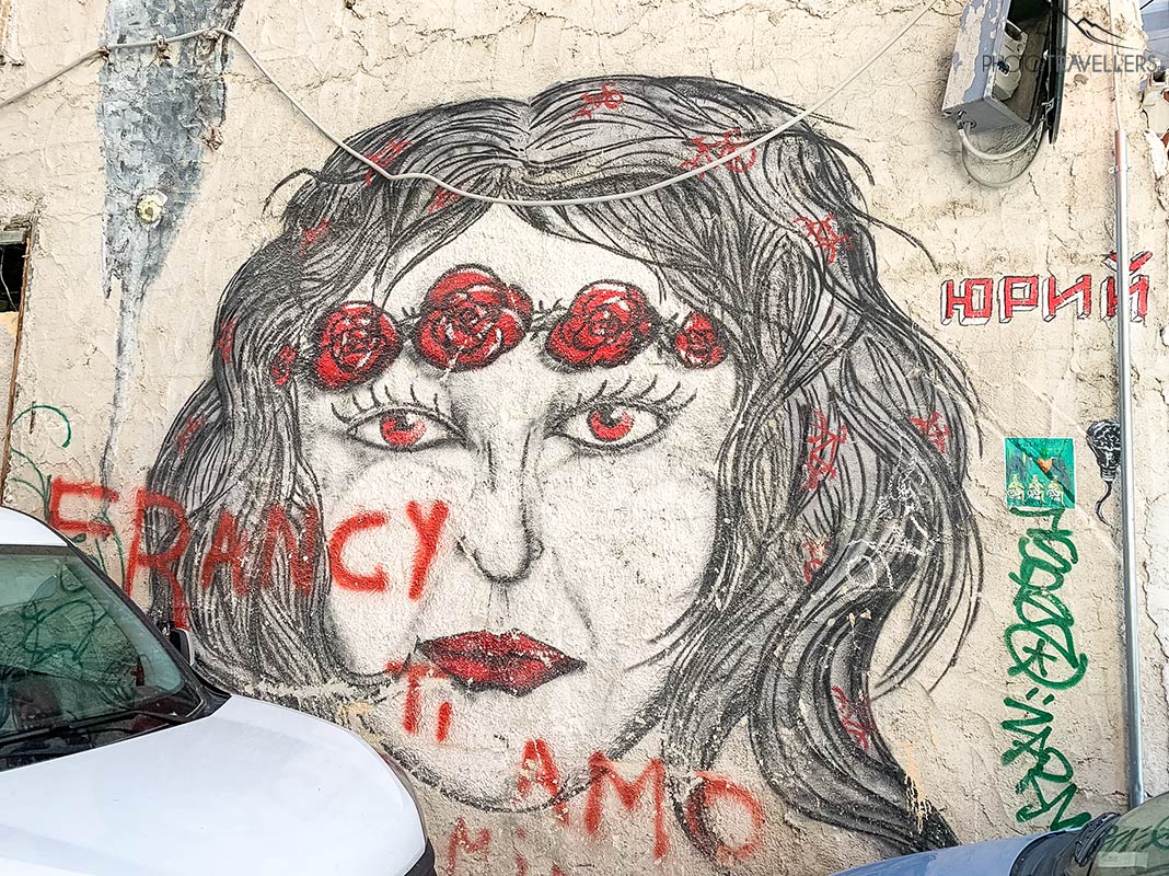 Graffiti über die Heilige Santa Rosalia in Palermo