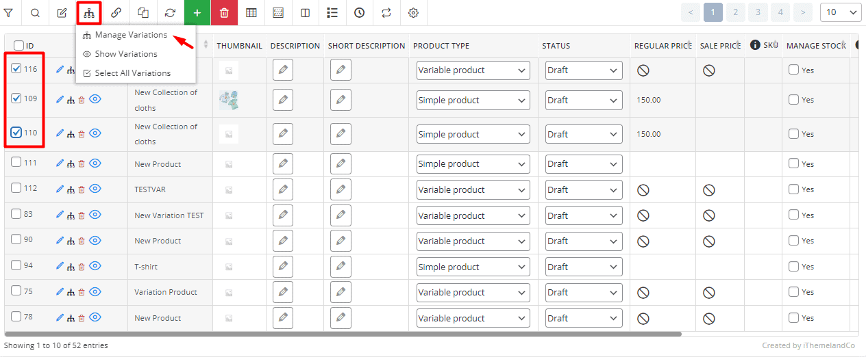 WooCommerce bulk change variation prices