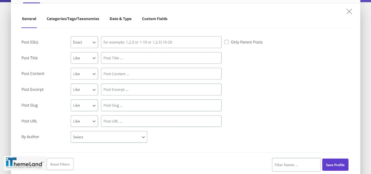 filter form in wordpress bulk post edit plugin