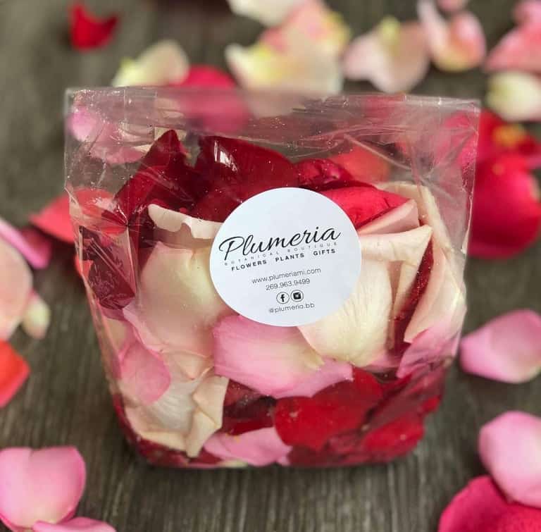 bag of rose petals
