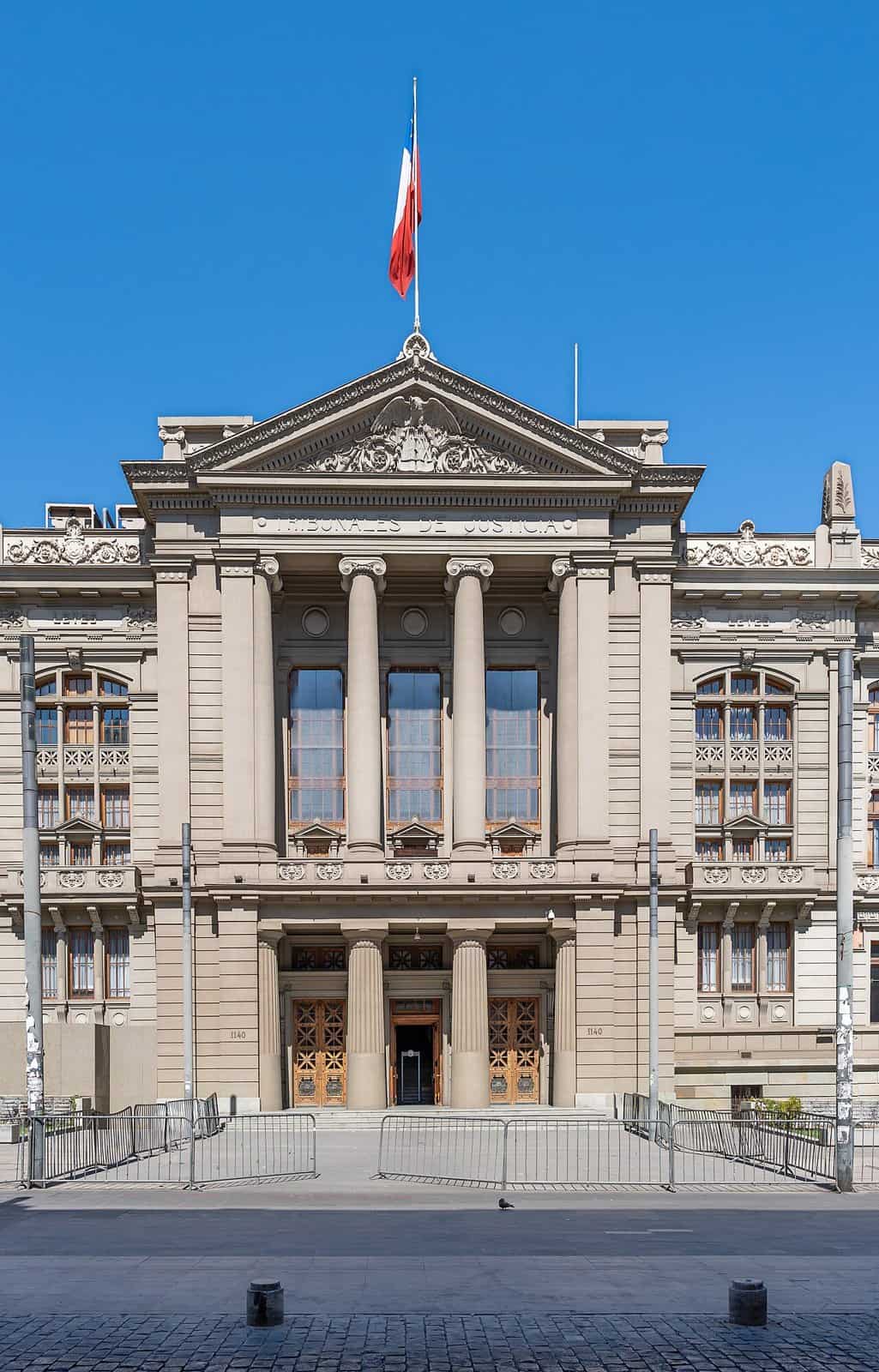 The entrance to the Courts of Justice in Santiago