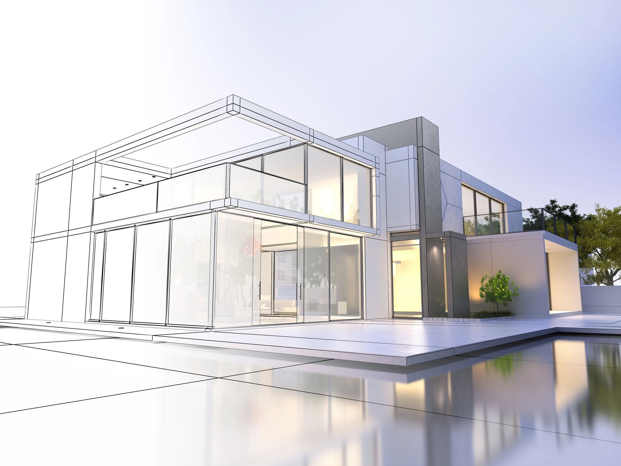 3D-Rendering eines Neubaus