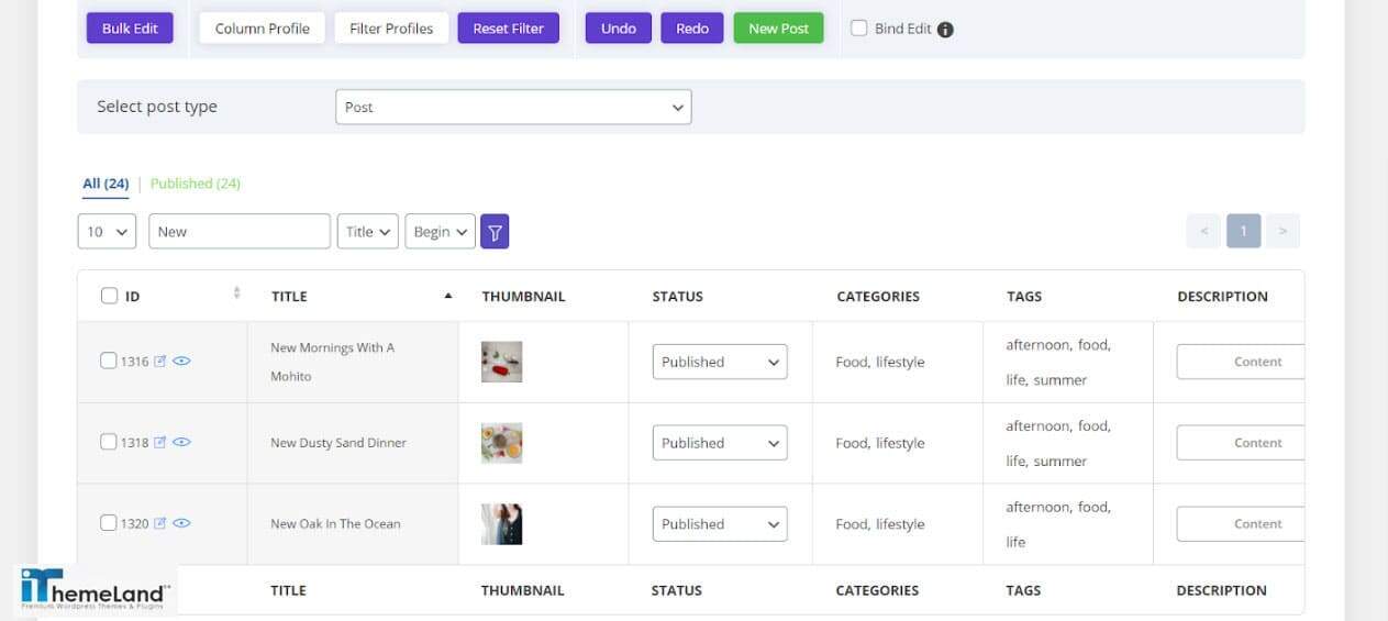 result of bulk editing in wordpress bulk editing plugin