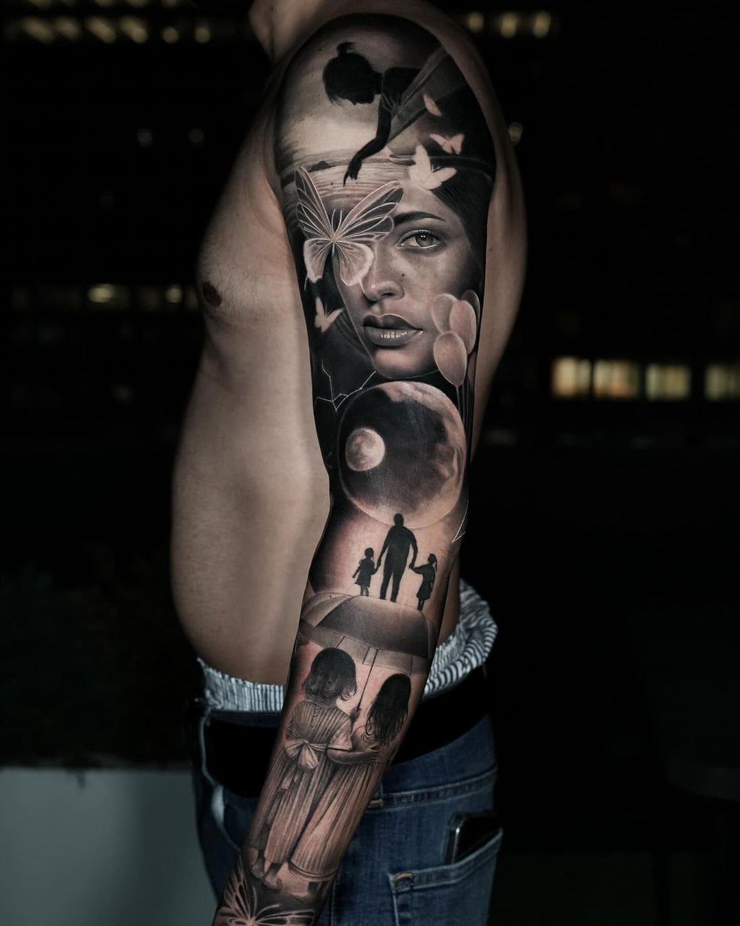 Black and Grey Sleeve Tattoos That Pop