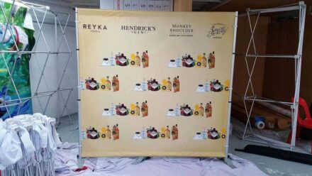 Portable Telescopic Backdrop stand with 2 x 2m PVC banner