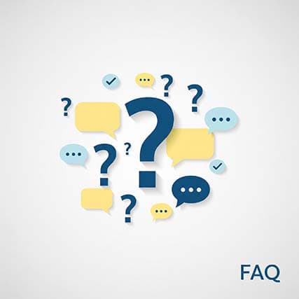 find answers to your questions FAQ concept with question marks and speech bubbles.