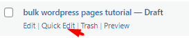 WordPress Quick Edit page