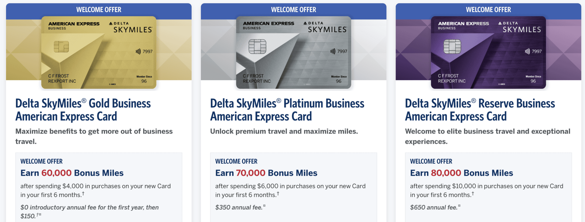 Current Welcome Bonus Offer for the Amex Delta Credit Cards 2 Delta Business Cards