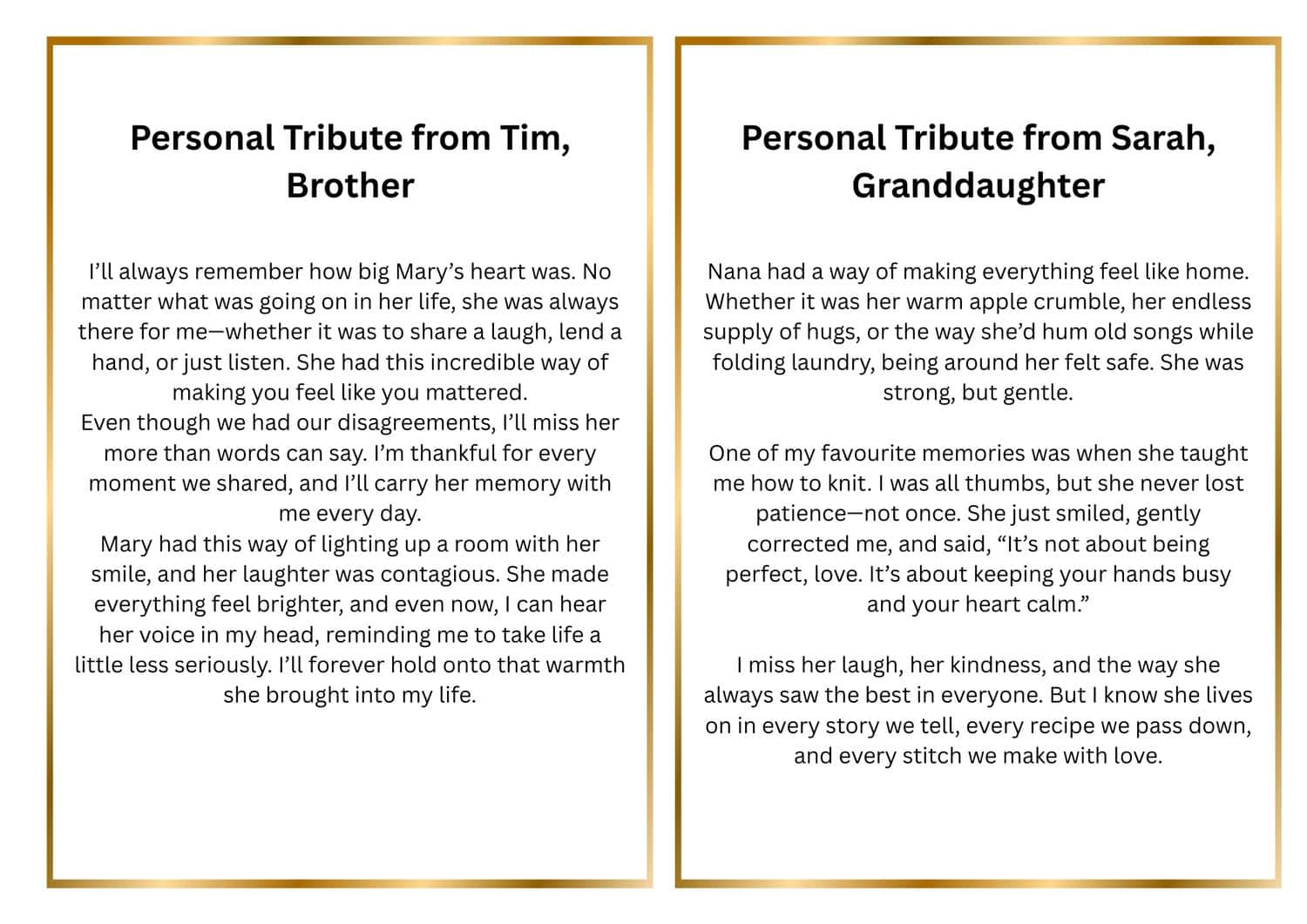 What Personal Tributes in a Funeral Order of Service? Writing a Tribute