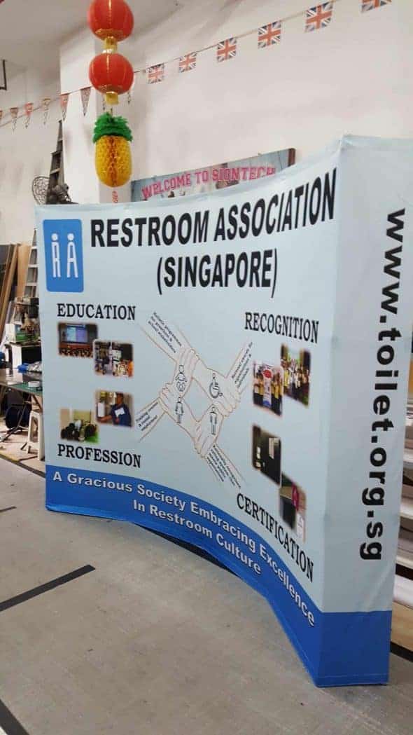 Fabric Pop up display Curve shape for Restroom Association