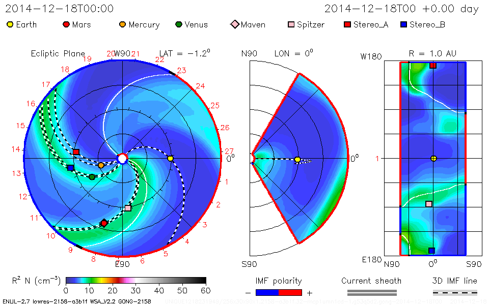 Erneute Sonneneruptionen aus erdgerichtetem Sonnenfleck 2242 3 Berechnete KMA Flugbahn der M6.9 Sonneneruption am 18. Dezember
