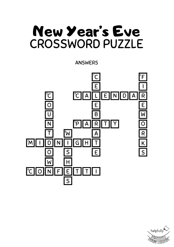 Anwers Crossword Puzzle New Year's Eve
