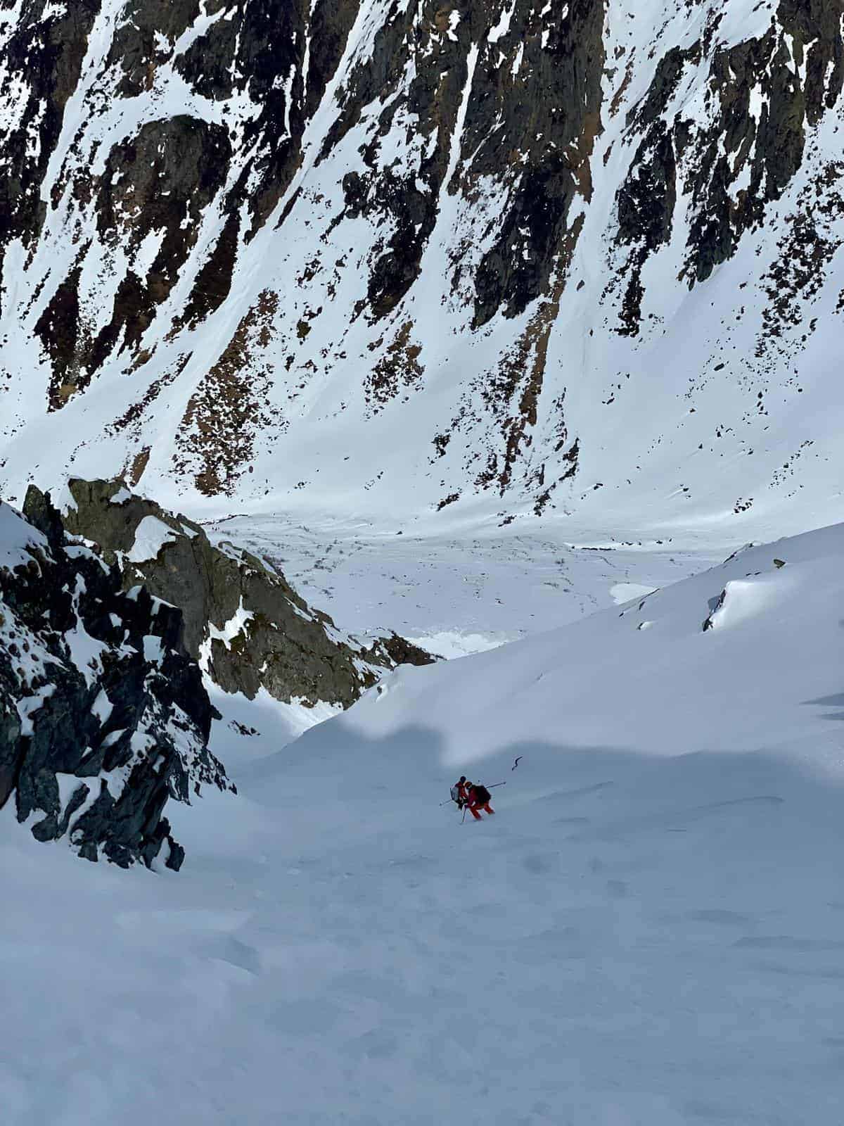 Skier in the Blauberg Couloir