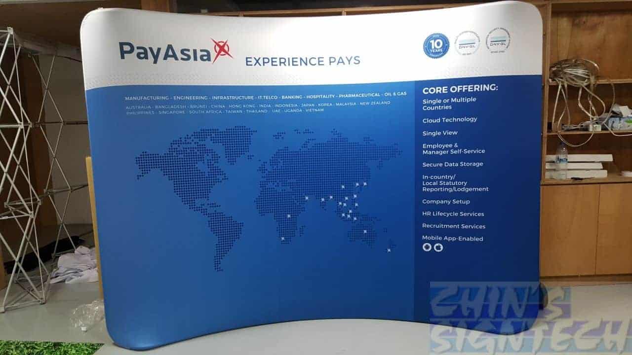 3 x 2.25m Tension fabric display - Curve Front view