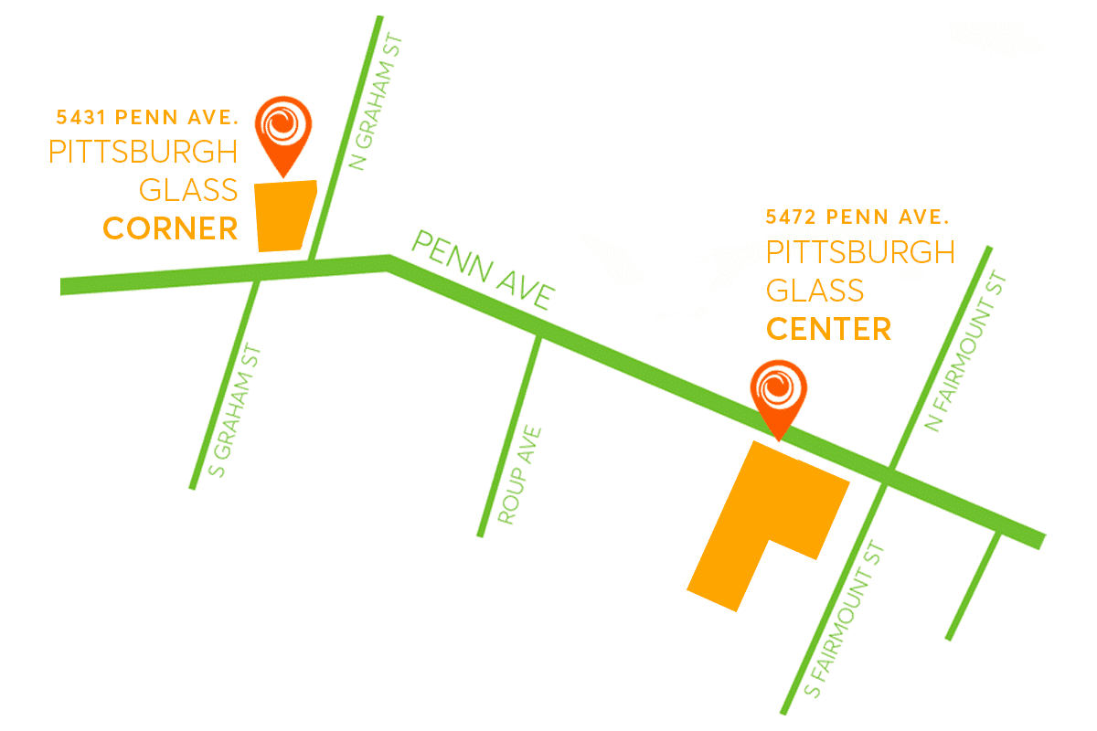 Pittsburgh Glass Corner map