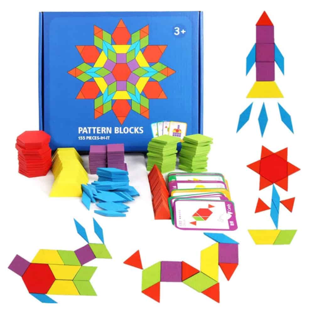 Joc Tangram din lemn cu 155 piese