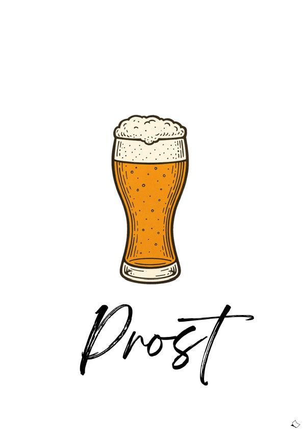 Weissbier Bild zum Ausdrucken mit Schriftzug Prost