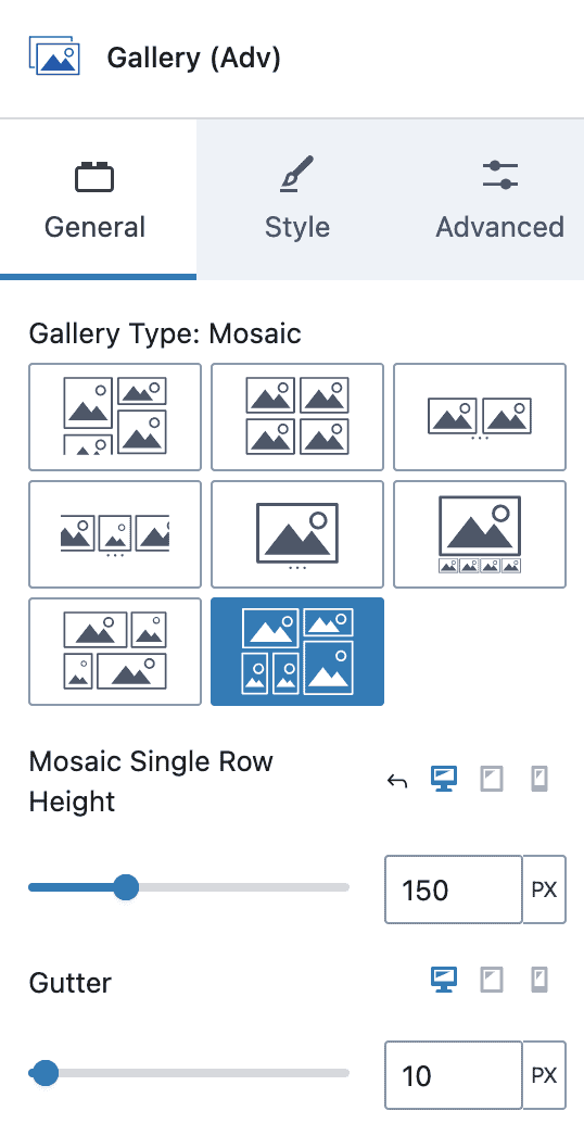 Kadence Gallery Block Guide for Beginners 2 screenshot of gallery block settings