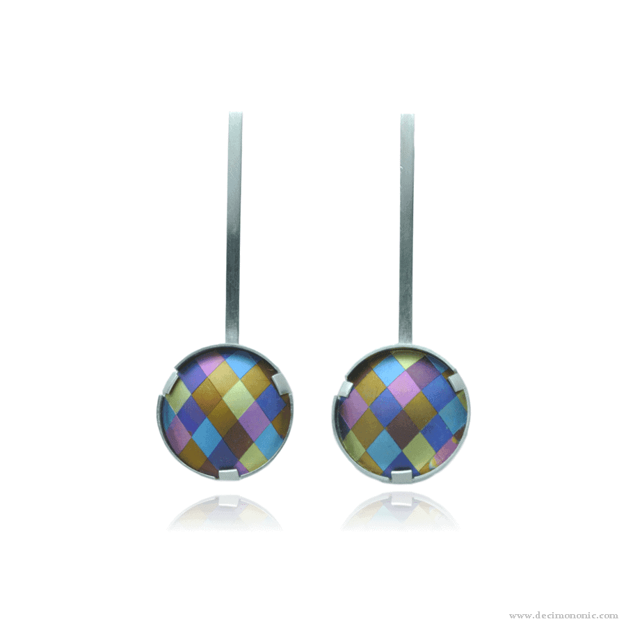 Emilie flöge tribute - Sterling silver and anodized titanium earrings by Decimononic
