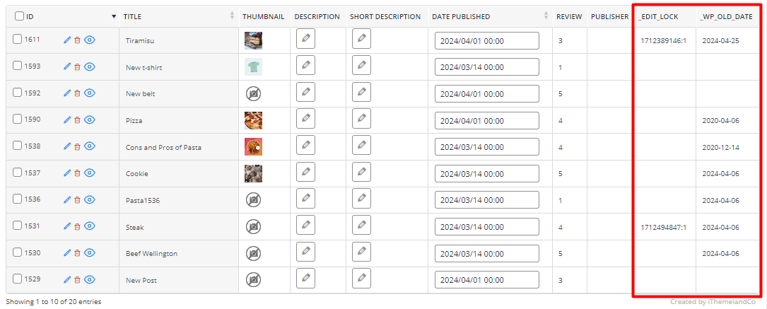 WordPress custom fields columns on post table