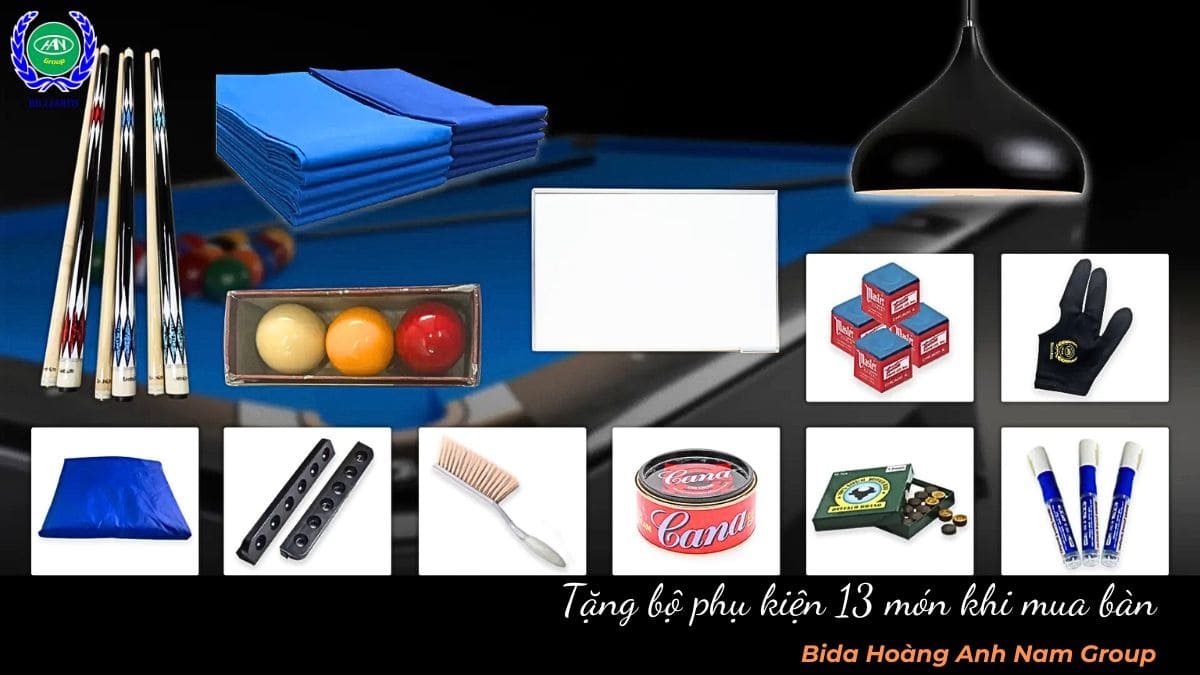 Phụ kiện tặng kèm khi mua bàn bida líp PBA VN