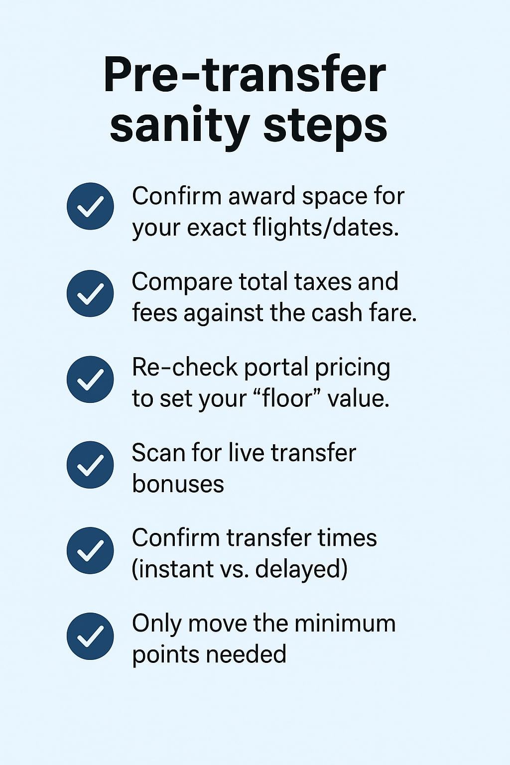 Smart Ways to Use Citi ThankYou Points Today 7 CHECKLIST: Pre-transfer sanity steps