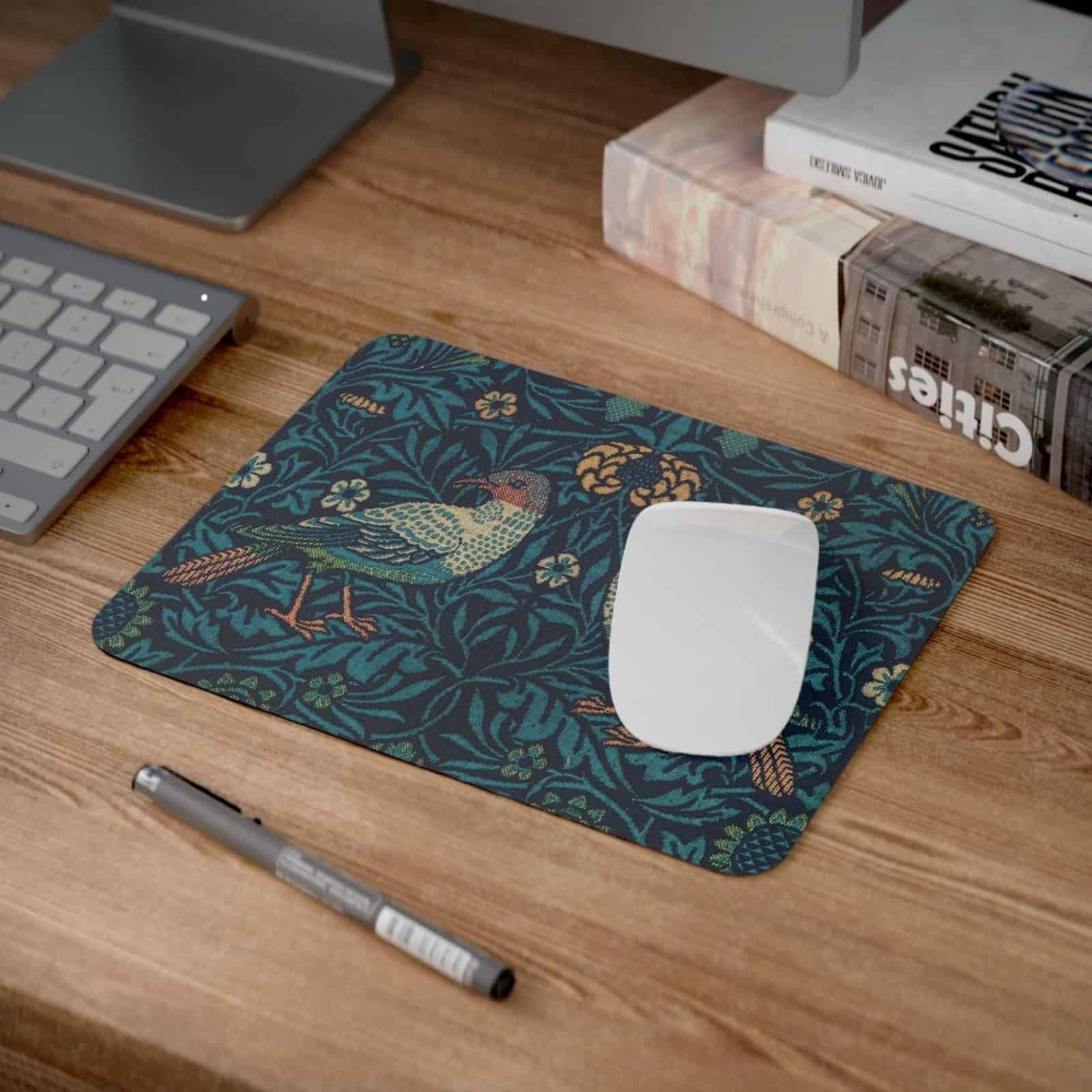 il_fullxfull.6131062718_8k9g.jpg William Morris Mouse Pad - Birds, Desk Organization, Non-Slip Rubber Base
