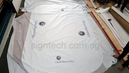 6ft White table cloth for Global Knowledge