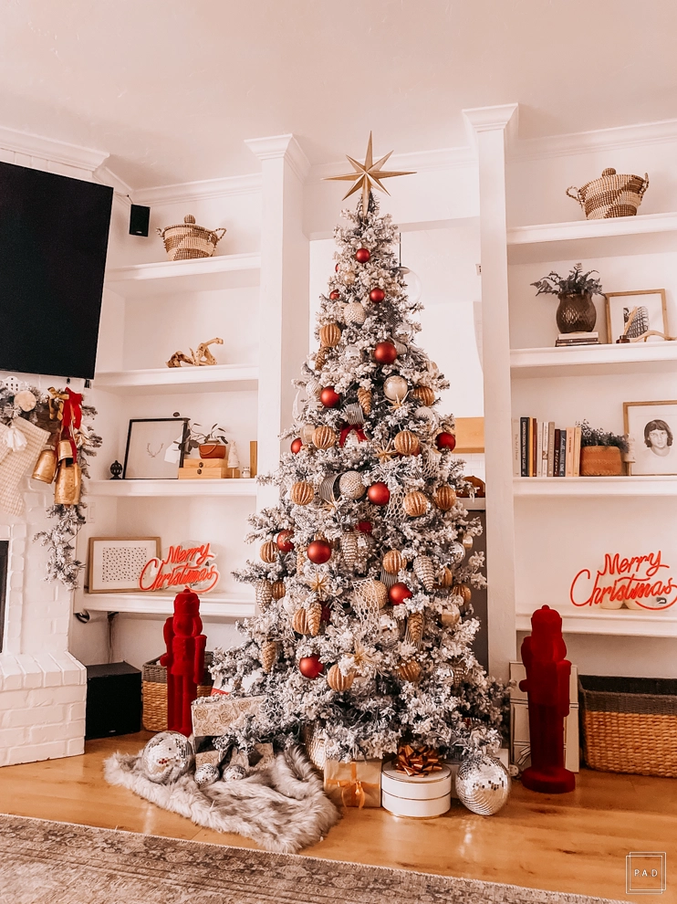 A Modern Christmas living room Decorated with neon sign