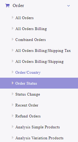 select order status menu in order section