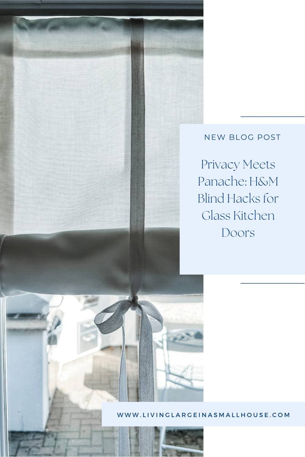pinterest pin graphic for a blog post about H&M Blind Dupe for my Kitchen Door