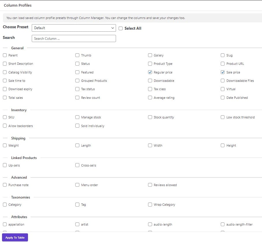 customize column profiles form in WooCommerce orders bulk edit plugin