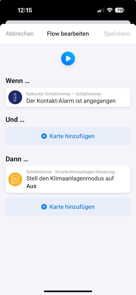 Screenshot: Homey App Flows