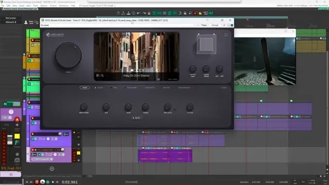 Altiverb plugin window showing an alleyway impulse response