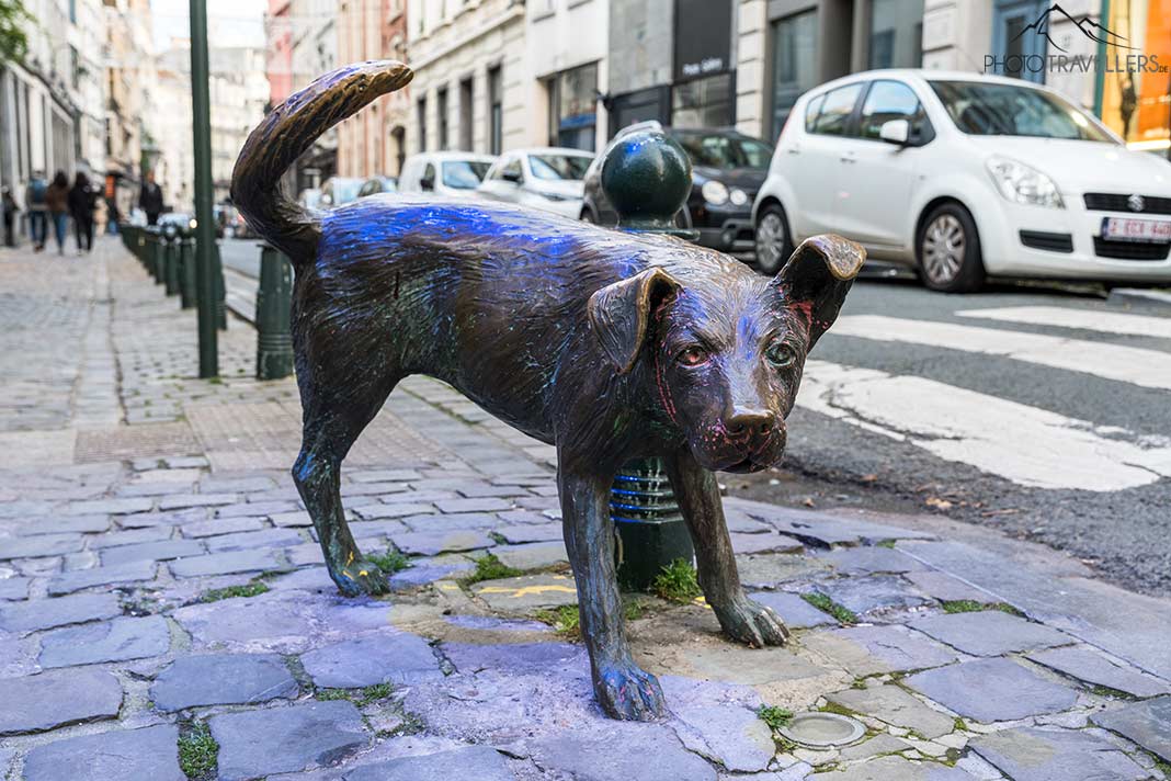 Die Figur Zinneke Pis in Brüssel, ein pinkelnder Hund