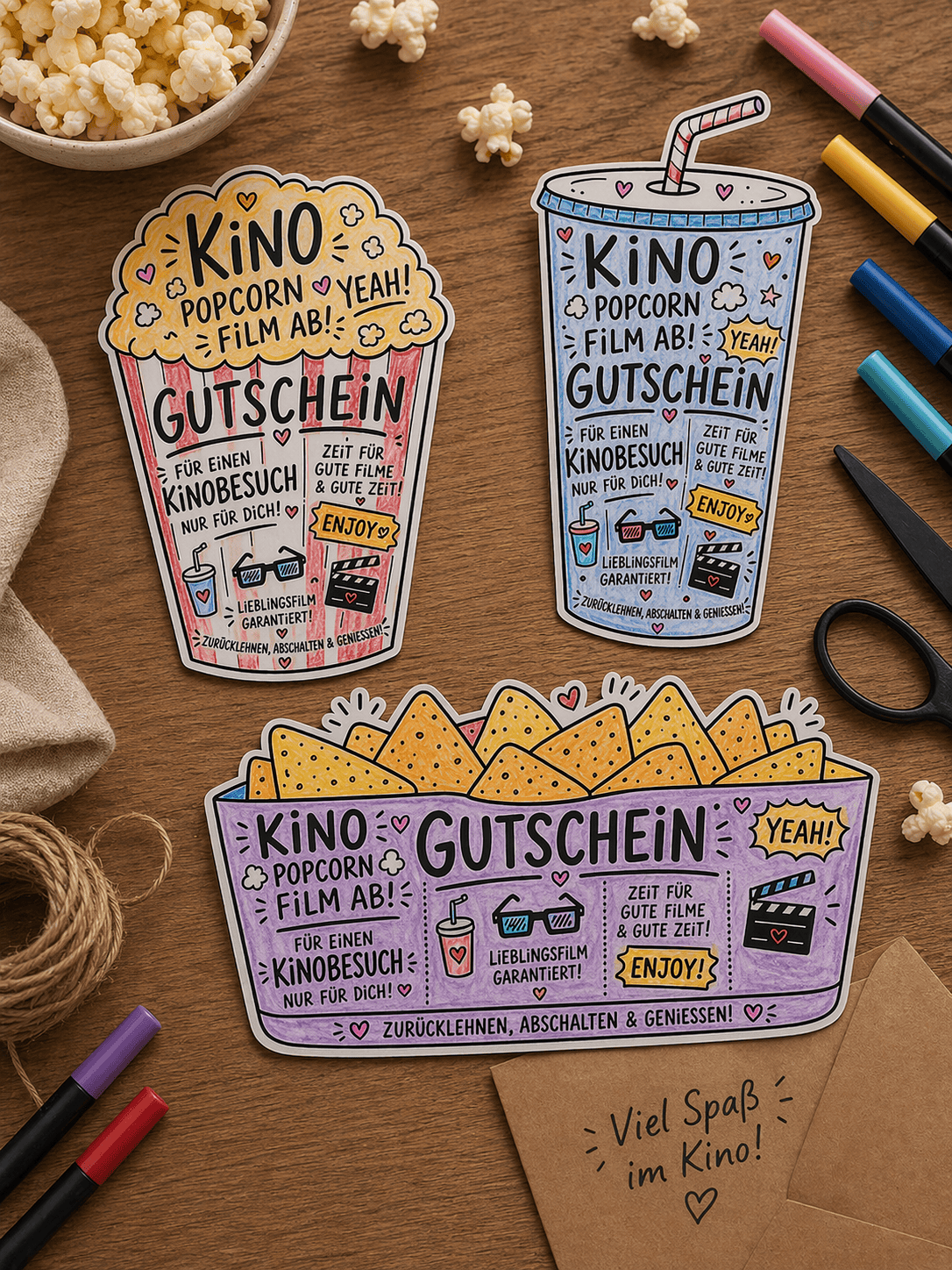 Kino-Gutscheine ausdrucken, ausschneiden und ausmalen