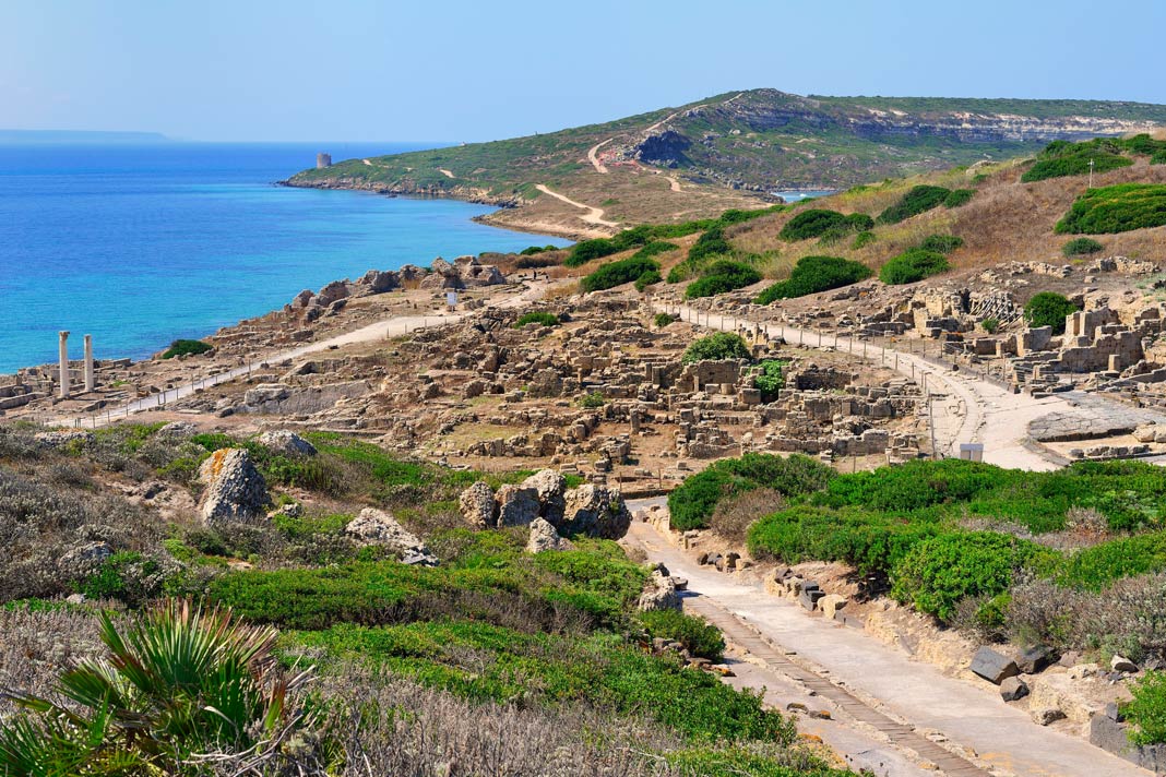 Blick auf die Ruinenstadt Tharros