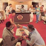 A group of people sitting at a table