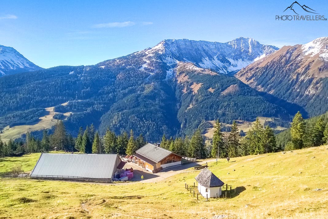 Der Blick auf die Tuftl Alm