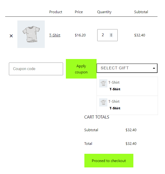 Buy 2 get 1 free gift in WooCommerce cart page